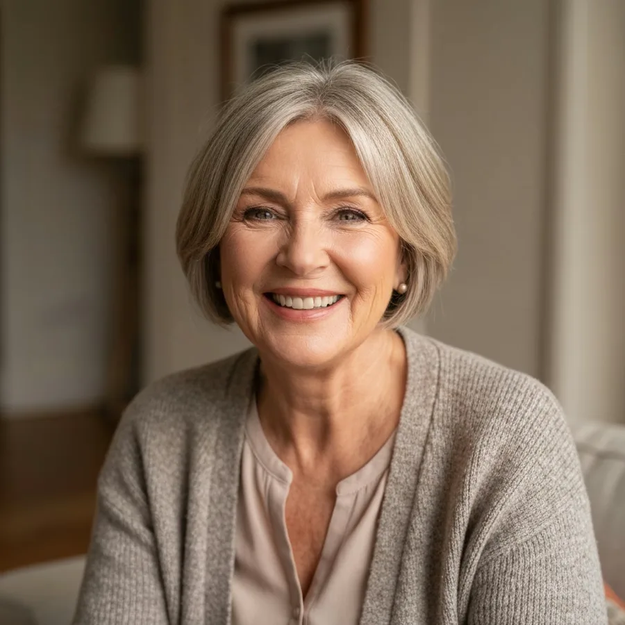 Smiling woman in her sixties, verified UK customer Patricia from Nottingham